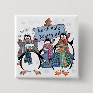 North Pole Penguins Tshirts and gifts 15 Cm Square Badge