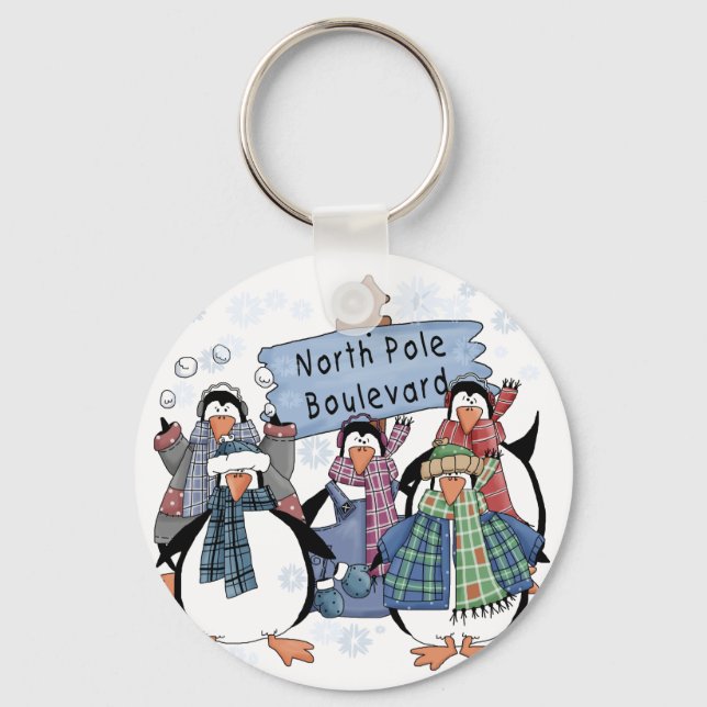 North Pole Penguins Tshirts and gifts Key Ring (Front)