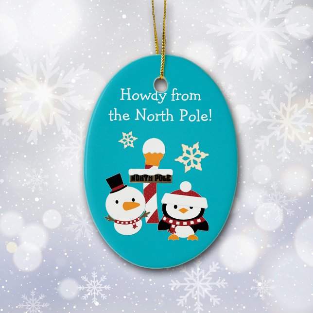 North Pole Personalised Kids Christmas Ceramic Tree Decoration (Creator Uploaded)