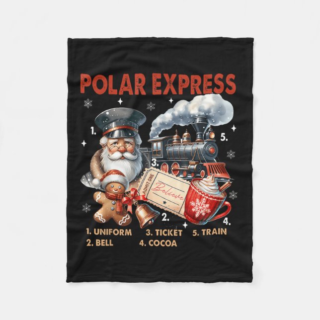 North Pole Polar Express All Abroad Believe Train  Fleece Blanket (Front)