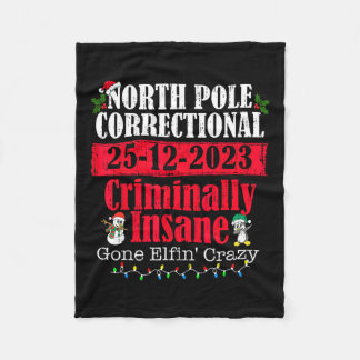 North pole police dept criminally insane gone elfi fleece blanket