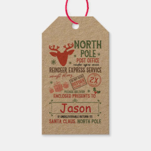 North Pole Post Office Custom Name Christmas Gift Tags
