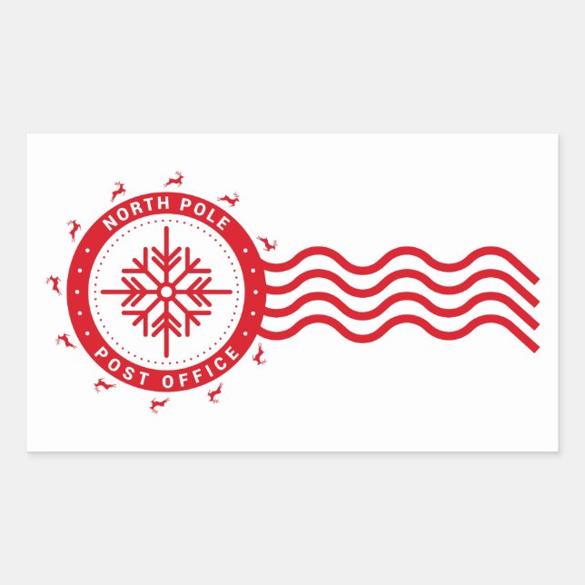 NORTH POLE POST OFFICE RECTANGULAR STICKER (Front)