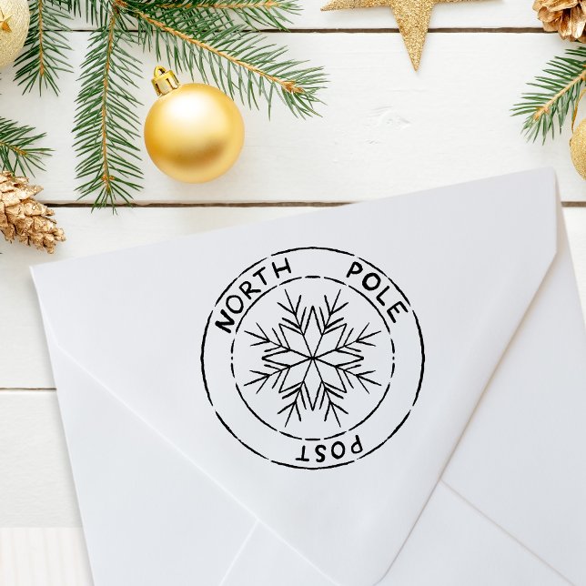 North Pole Post Snowflake Christmas Seal  Rubber Stamp (North Pole Post Snowflake Christmas Seal Rubber Stamp)