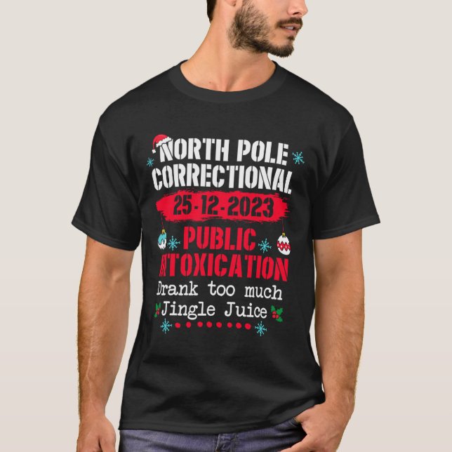 North Pole Public Intoxication Drank too much Jing T-Shirt (Front)