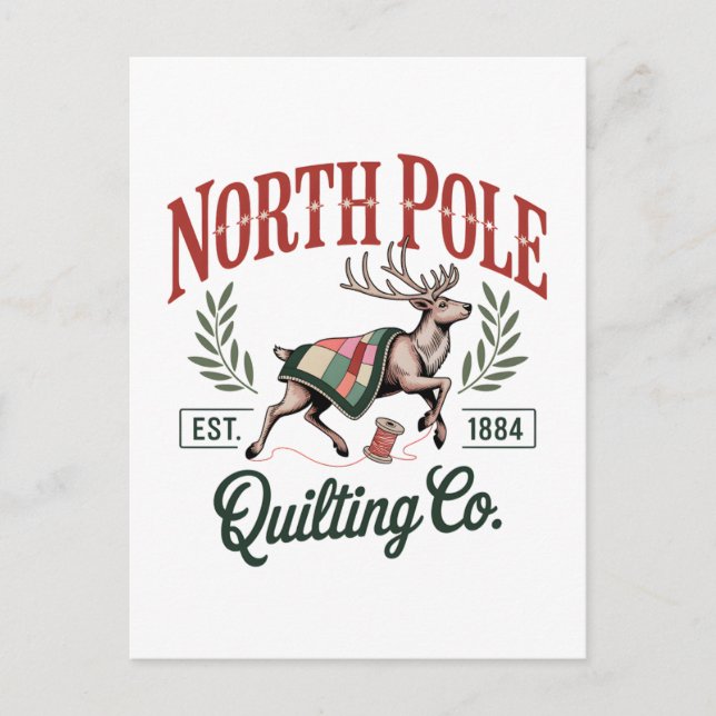 North Pole Quilting Funny Quilting Sewing Lover Invitation Postcard (Front)