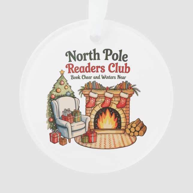 North Pole Readers Club Christmas Books Xmas Lover Ornament (Front)