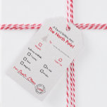 North Pole Red Christmas Name Gift Tag<br><div class="desc">Add a special touch to your Christmas presents with my customMerry Christmas Special tag for kids. The Christmas gift tags feature delivery instructions from the North Pole "special delivery service" and red font styles with a custom stamp directly from the North Pole!. The custom gift tags also feature places to...</div>