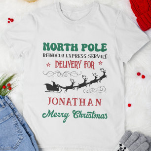 North Pole Reindeer Express Service Personalised T-Shirt