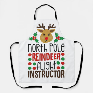 North Pole Reindeer Flight Instructor Christmas Apron