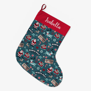 North Pole Reindeer Ride — Holiday Spirit Large Christmas Stocking