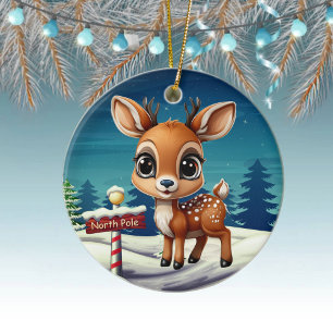 North Pole Reindeer Whimsical Character Decor 🎄🦌 Ceramic Tree Decoration