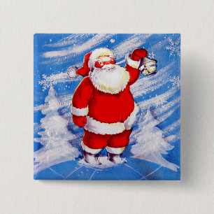 North Pole Santa 15 Cm Square Badge