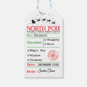 North Pole Santa Christmas Personalized  Gift Tags