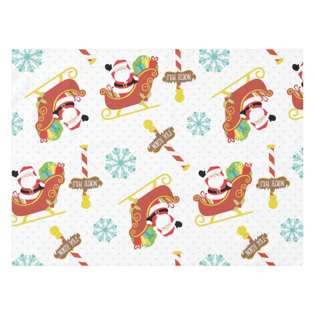 North Pole Santa Claus Holiday Tablecloth (Front (Horizontal))