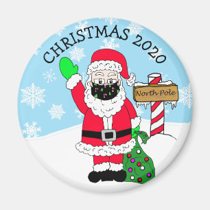 North Pole Santa in Facemask 2020 Keepsake Magnet