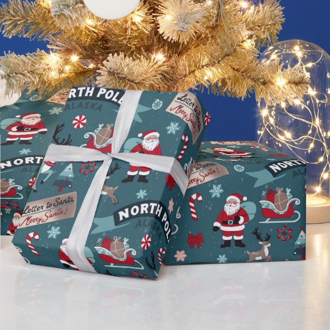 North Pole Santa Pattern — Festive Christmas Wrapping Paper (Holidays)