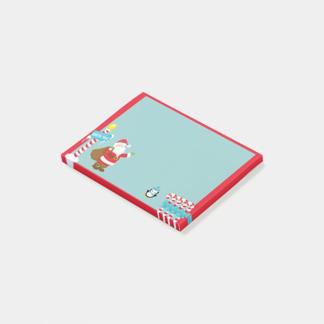 North Pole Santa Scene with Candy Canes Post-it Notes (Angled)