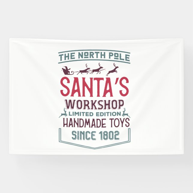 North Pole Santa's workshop Christmas Banner (Horizontal)