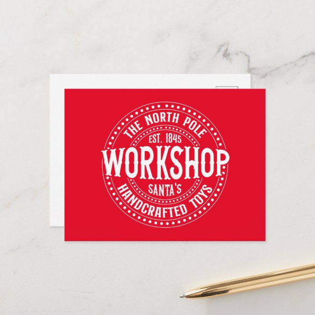 North Pole Santa's workshop Christmas  Holiday Postcard (Front/Back In Situ)