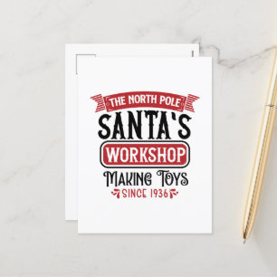 North Pole Santa's workshop Holiday Postcard