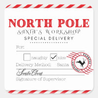North Pole Santa's Workshop Shipping Label Gift
