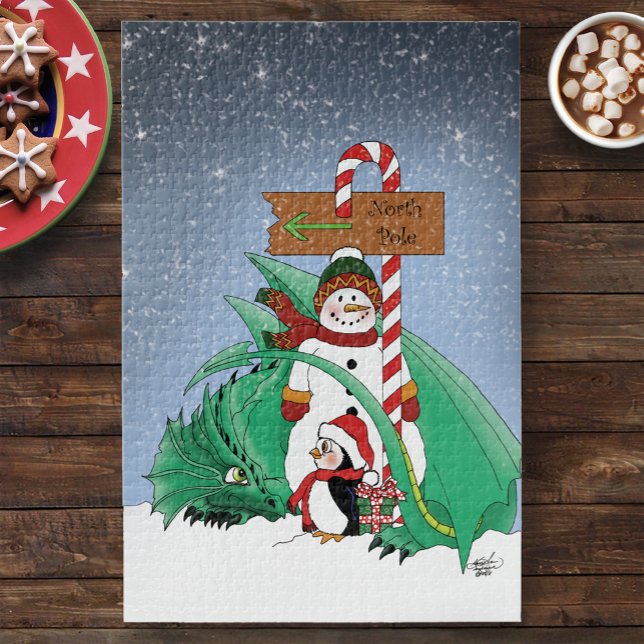 North Pole Snowman Dragon Penguin Christmas  Jigsaw Puzzle (Creator Uploaded)