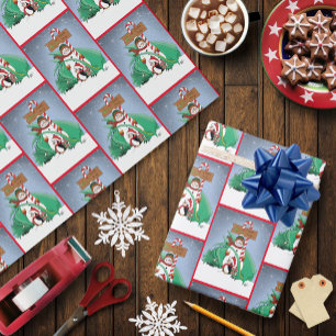 North Pole Snowman Dragon Penguin Christmas Wrapping Paper