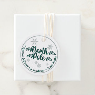 North Pole Special Delivery Christmas Gift Favour Tags