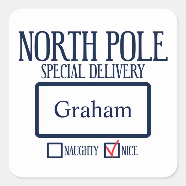 North Pole Special Delivery Christmas Square Stick Square Sticker (Front)