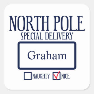 North Pole Special Delivery Christmas Square Stick Sticker