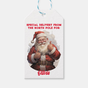 North Pole Special Delivery Customizable Gift Tag 