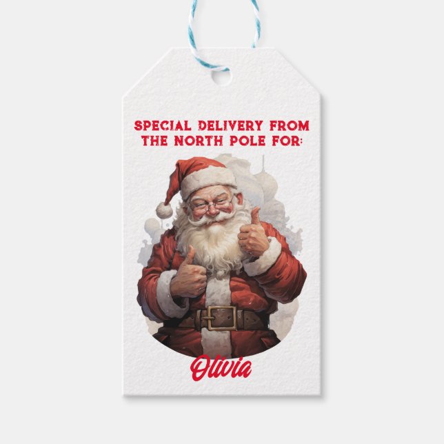 North Pole Special Delivery Customizable Gift Tag  (Front)