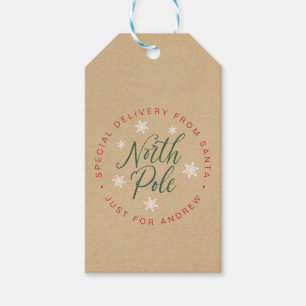 North Pole Special Delivery Kraft Brown Custom Gift Tags