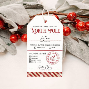 North Pole Special Delivery Naughty or Nice Santa Gift Tags
