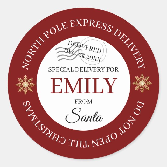 North Pole Special Delivery Stickers (Front)