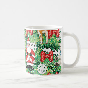 North Pole Themed Mini Ornaments on Christmas Tree Coffee Mug