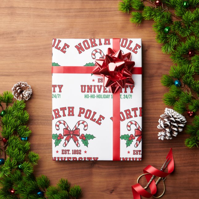 North Pole University Holiday Christmas Wrapping Paper (Holiday Gift)