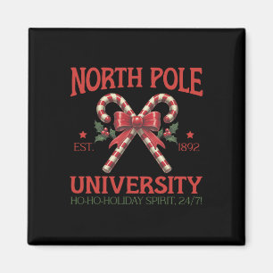 North Pole University Retro Christmas Candy Cane H Magnet