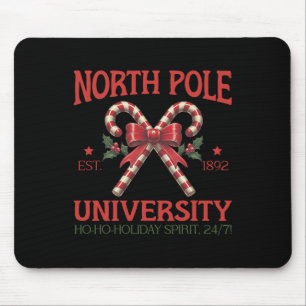 North Pole University Retro Christmas Candy Cane H Mouse Pad