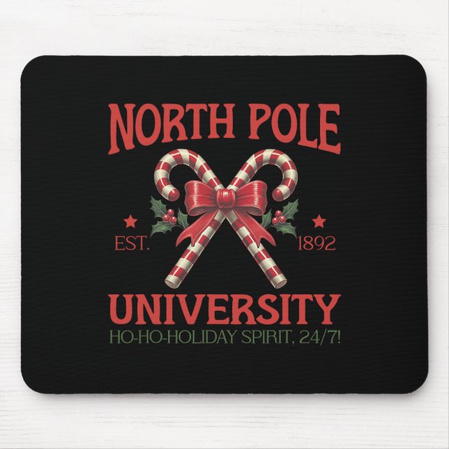 North Pole University Retro Christmas Candy Cane H Mouse Pad (Front)
