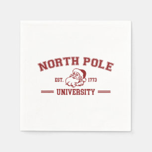 North Pole University Vintage Christmas Santa Xmas Napkin