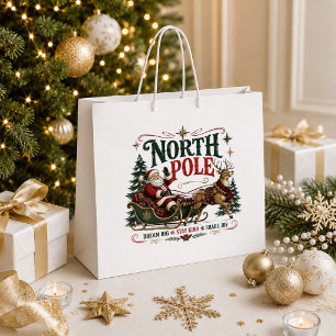 North Pole Vintage Santa Claus Gift Bag
