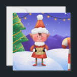 North Pole Wishes Elf Christmas Card<br><div class="desc">Send a little North Pole magic this holiday season. This North Pole Wishes Elf Christmas Card features an adorable smiling elf bundled up in red, holding a letter to Santa Claus. Set against a snowy winter landscape with twinkling string lights, a decorated Christmas tree, and a candy cane accent, the...</div>
