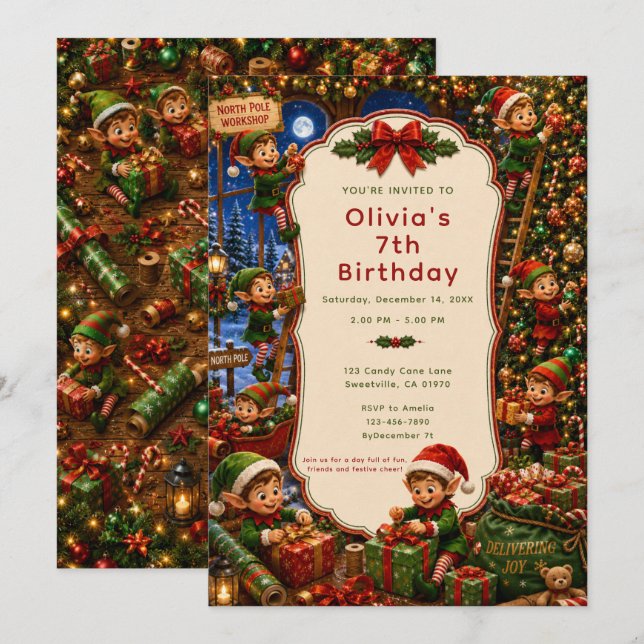 North Pole Workshop Christmas Party Invitation (Front/Back)