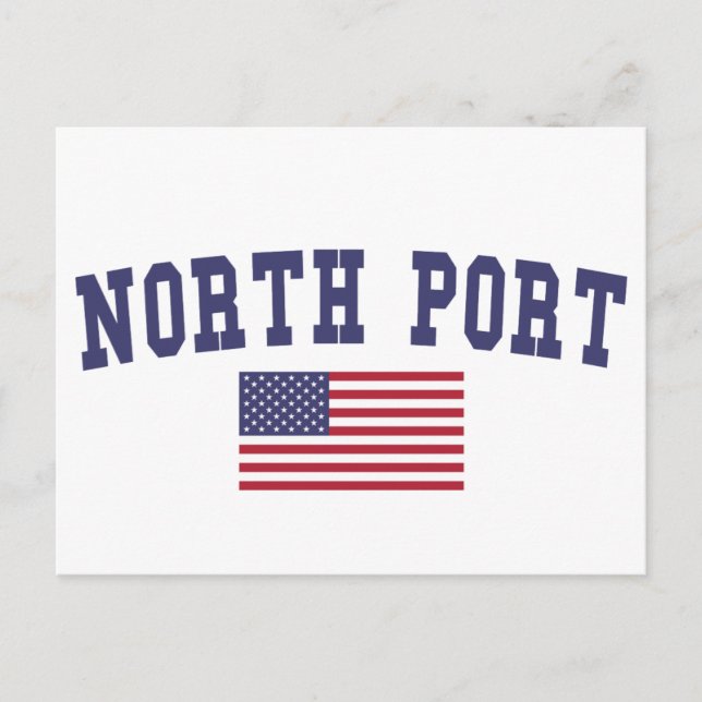 North Port US Flag Postcard (Front)