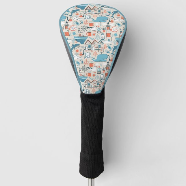 North Sea Cute Doodle Pattern Golf Head Cover (Front)
