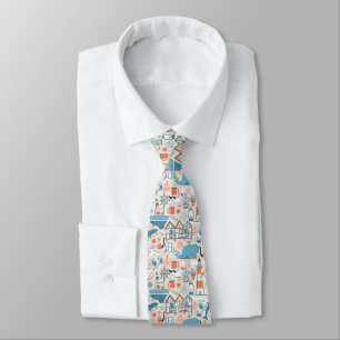 North Sea Cute Doodle Pattern Tie
