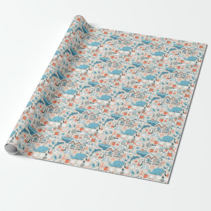 North Sea Cute Doodle Pattern Wrapping Paper