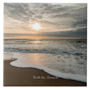 North Sea, Denmark picturesque sunset, Tile
